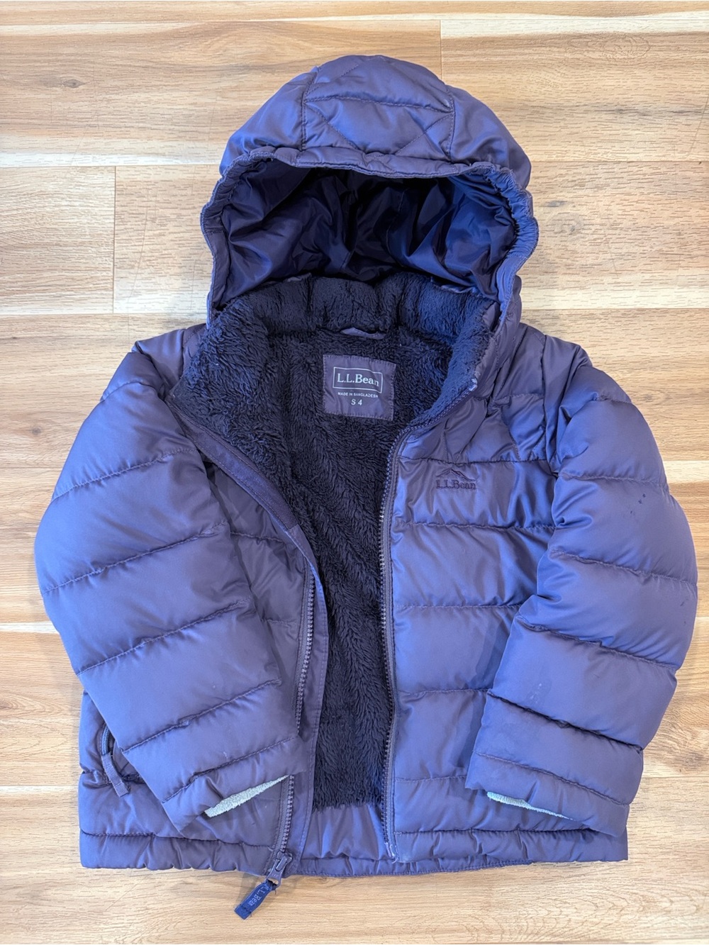 L.L. Bean Kids Puffer Jacket with Hood - Deep Purple